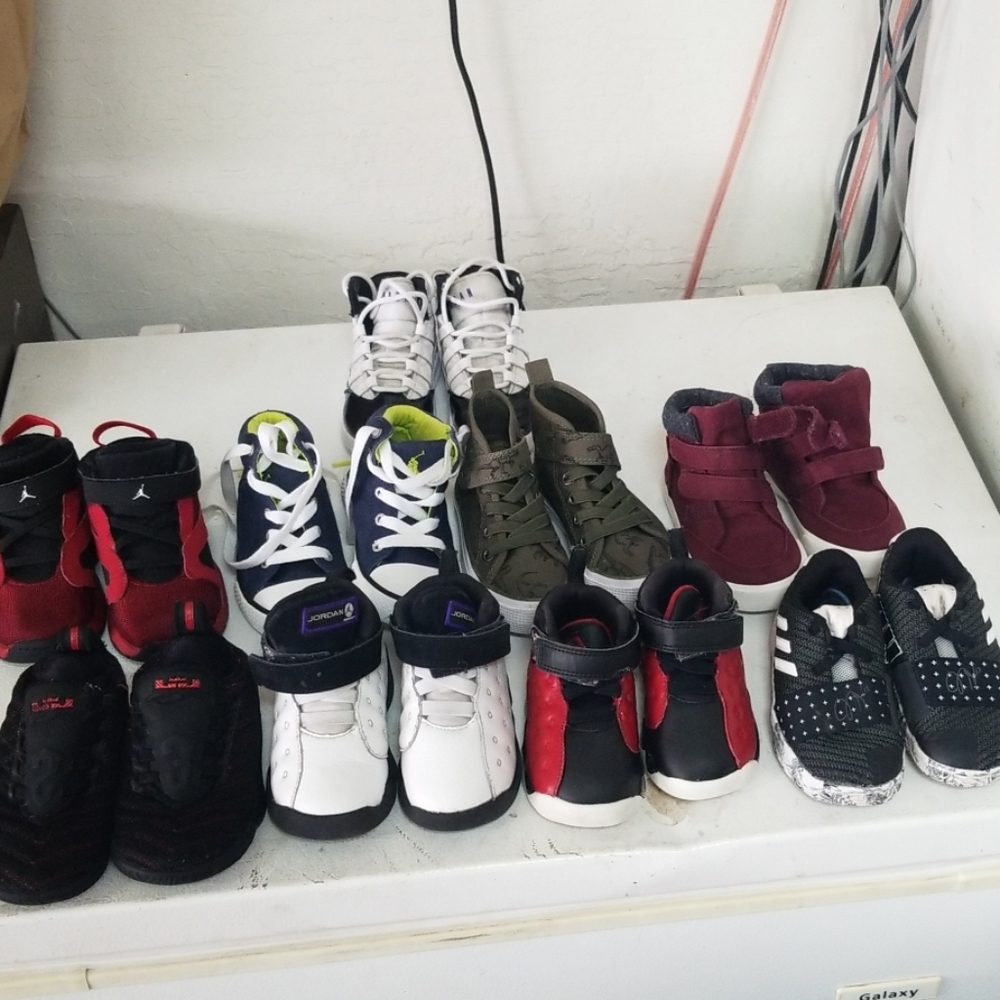 For sale is 9 pairs of kids 7c shoes in good shape